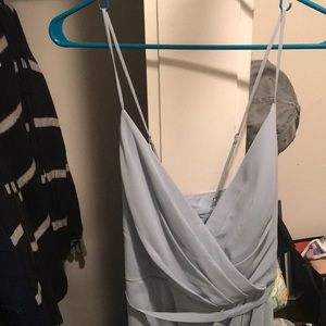 David’s bridal dusty blue bridesmaid dress